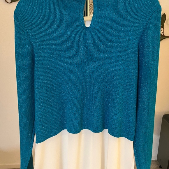 ELLE - Layered Tunic Metallic Sweater - Picture 6 of 9